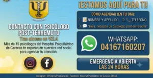 Hospital Psiquiátrico de Caracas activa plan de atenciones psicológicas post-terremoto